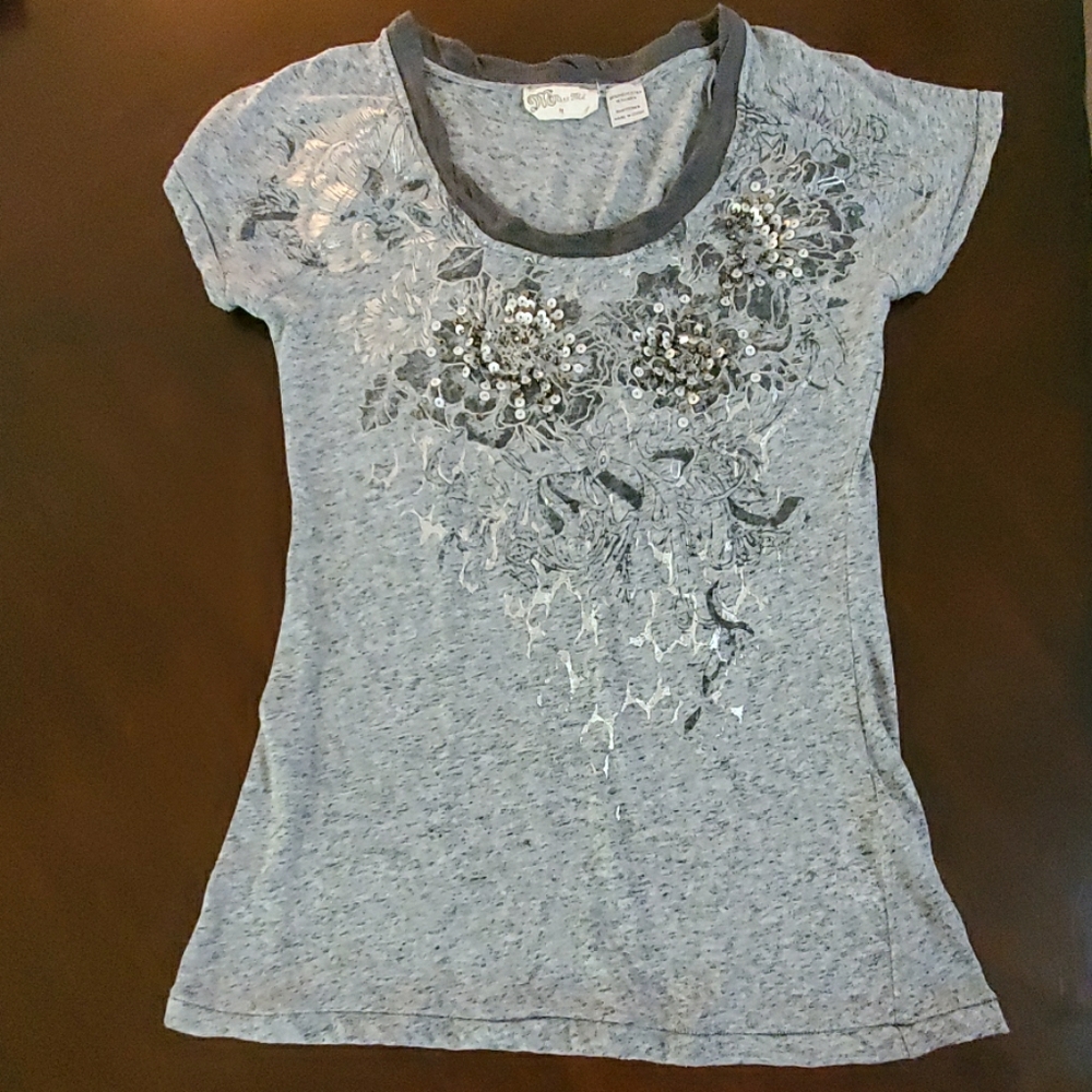 Miss Me Silver Tee with unique beading